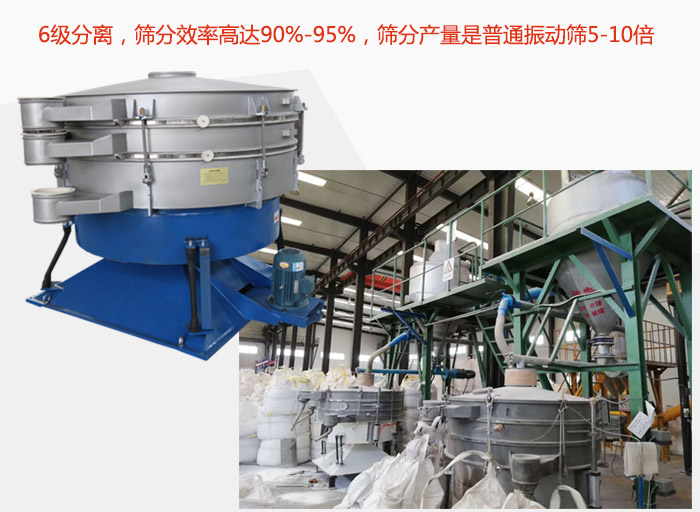搖擺篩采用6級(jí)分離，篩分效率高達(dá)90%-95%，篩分產(chǎn)量是普通振動(dòng)篩5-10倍