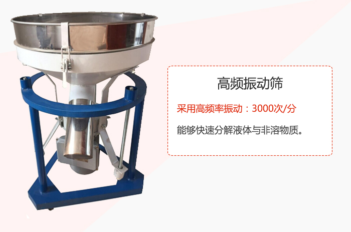 高頻振動篩采用高頻率振動：3000次/分 ，能夠快速分解液體與非溶物質。