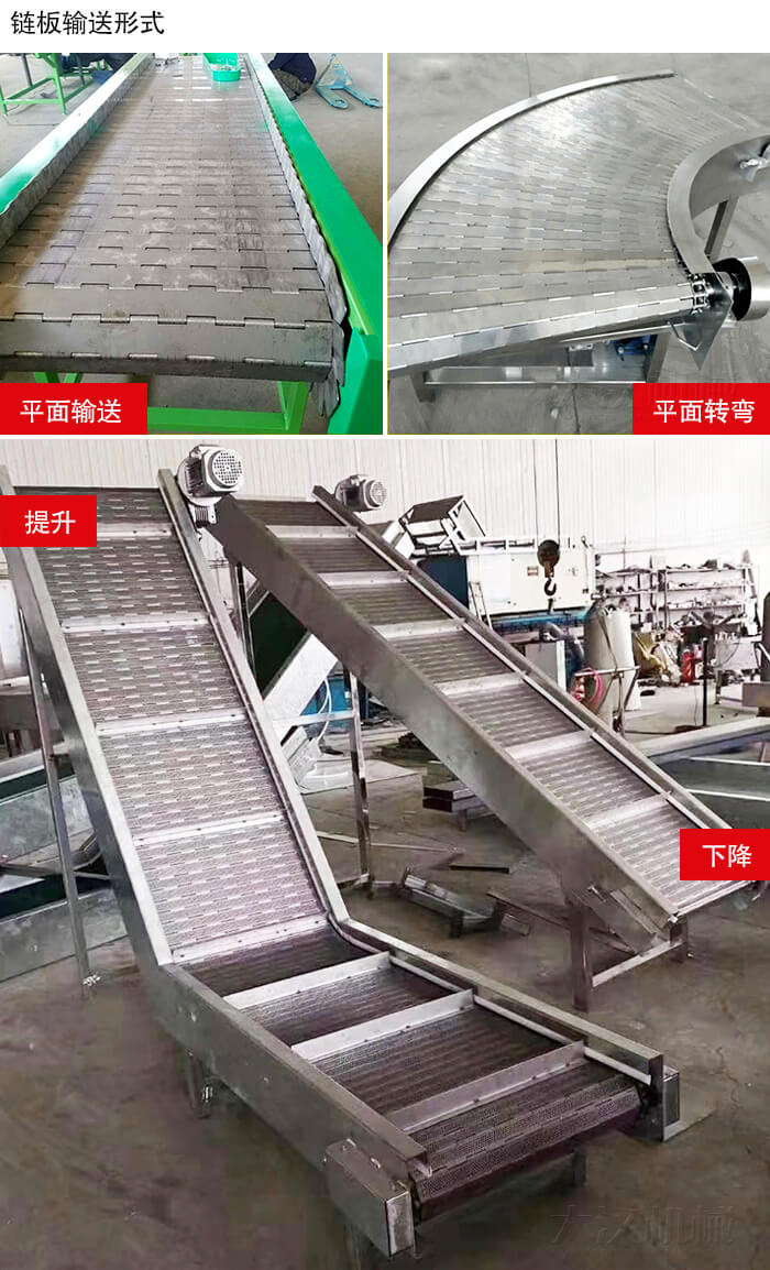 鏈板輸送機平面輸送，平面拐彎，提升等運行現(xiàn)場圖片